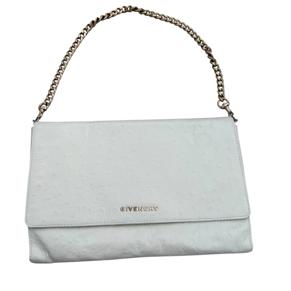 Givenchy White Ostrich Leather Shoulder Bag clutch Gold hardware - Picture 4 of 16